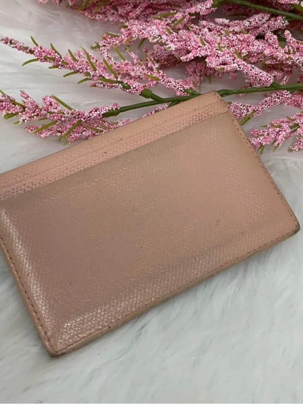 CHANEL Blush Pink Caviar Leather Button Card Holder with CC Medallion